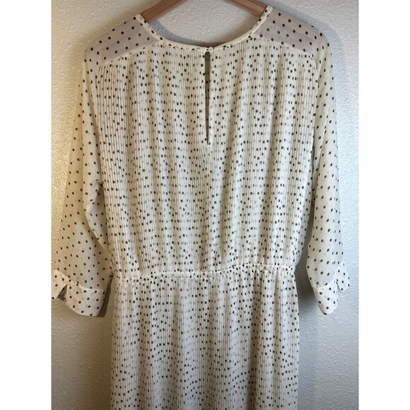 Club Monaco Womens Dress Pleated Polka Dot 3/4 Sleeves Ivory Sheer Dress Size S - Picture 12 of 15